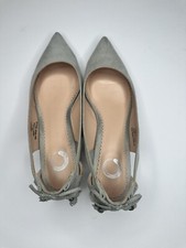 Grey faux suede bow ribbon peekaboo tassel detail kitten heels pumps office wear