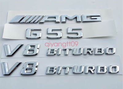 Chrome '' G55 AMG V8 BITURBO '' Letters Trunk Embl Badge Sticker for Mercedes Benz