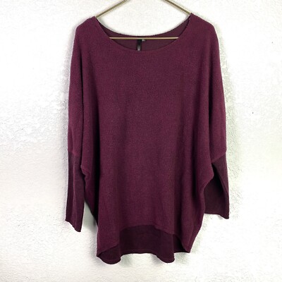 Kay Celine XL Sweater Plum Purple Bat Wing High Low Soft Stretchy