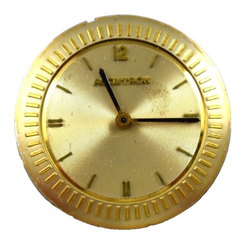 Vintage Accutron Mens Watch 28mm Gold Tone Black Leather 