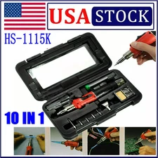 HS-1115K 10 IN 1 Portable Butane Gas Soldering Iron Kit Welding Kit Torch Pen US