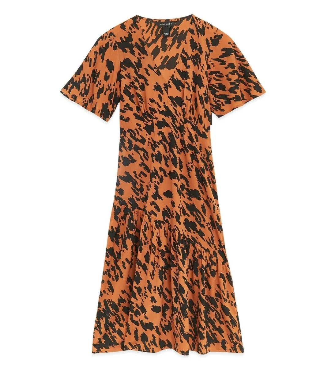 Rust animal top print dress