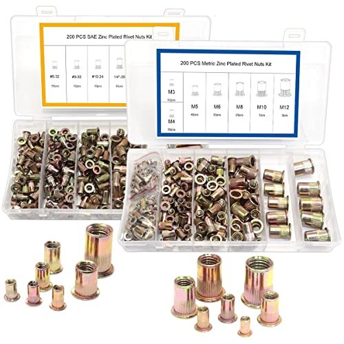 Threaded Nut Insert Kit SAE Threaded Inserts 469Pcs SAE Rivet Nuts Kit - Carbon Steel Threaded ...