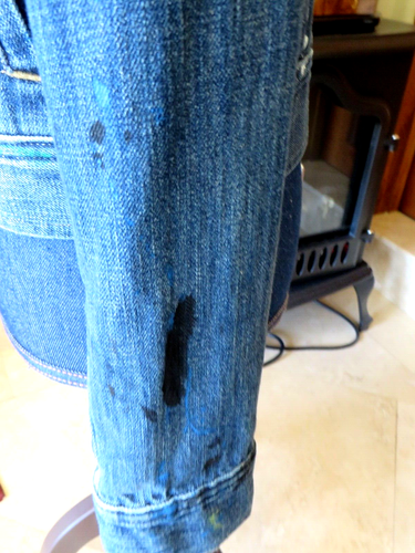 Ralph Lauren Denim Distressed Jeansjacke für Damen mit Farbspritzern Gr. Med Neu mit Etikett - Bild 9 von 17