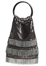 Evening Bag - Gunmetal Silver Mesh Soft Handbag
