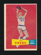 1957-58 Topps Basketball -#25 JIM KREBS RC (Minneapolis Lakers) *NICE*