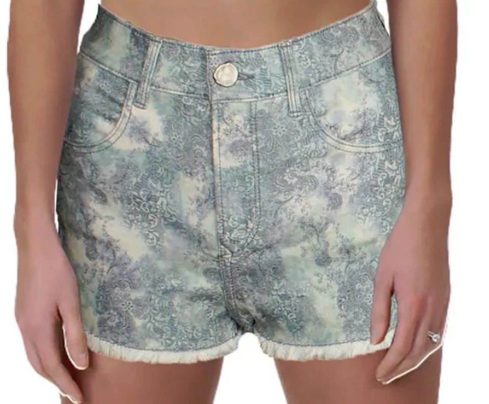 Pantalones Cortos Negro Orquídea Cintura Alta Dobladillo Crudo Jazmín 26 Nuevos con Etiquetas $165 Foto 2 de 2