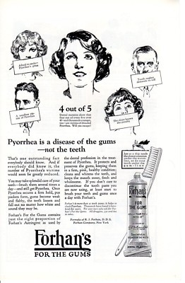 1925 Vintage print ad Forham for the gums toothpaste lady art Kaffee Hag coffee