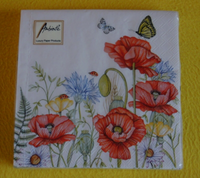 20 Servietten Sommerwiese Klatschmohn MarienkäFer 1 Packung Motivservietten Mohn