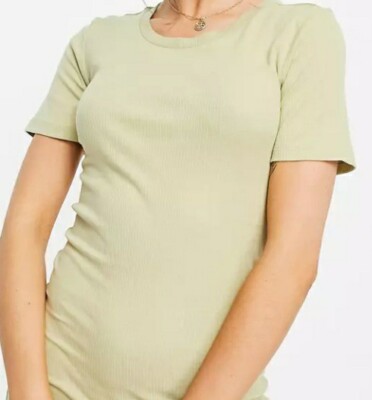 ASOS PIECES XL Sexy Minty Sage Green Stretch Bodycon T-Shirt Dress Ribbed  Spring | eBay