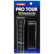 Tourna PRO TOUR Thin Replacement Grip - 1.5mm - BLACK - Tennis Badminton
