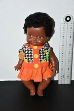 Ideal Toy 1970- 9" African American Belly Button Doll Excellent Condition