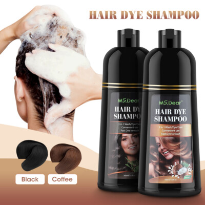 500ML Natural Herbal Black Hair Color Instant Dye Shampoo Permanent Gel Unisex