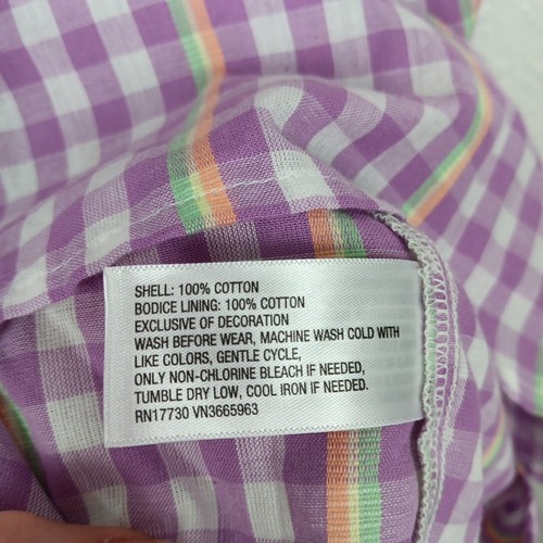 Cat & Jack Dress Girls XL (14) Purple Check Sleeveless Summer Embroidery Flowers - Picture 12 of 12