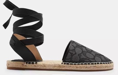 Coach Women's Connie Espadrille In Sig Jacq Size 9B Color Black