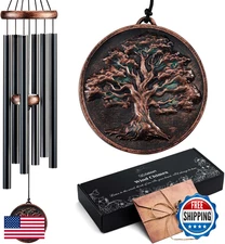 Large 48in Tree of Life Wind Chime Deep Tone Heavy Tubes Outdoor Patio Memorial