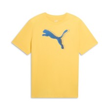 PUMA Graphics Logo Crew Neck Short Sleeve T-Shirt Mens Yellow Casual Tops 688891