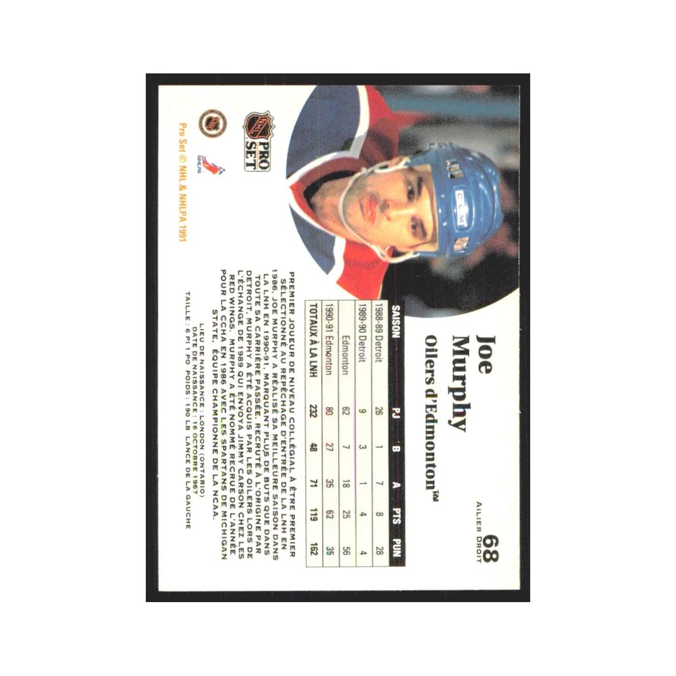 1991 Pro Set Joe Murphy Edmonton Oilers #68 - Image 2 of 3