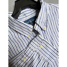 Ralph Lauren Classic Fit Blue White Stripe Button Down Shirt Size 16 1/2 34/35