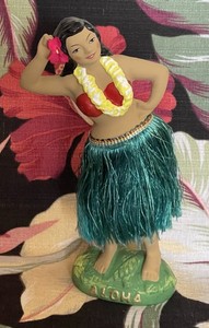 Vintage 8” Hawaiian Hula Girl Nodder Bobble W/Lei Aloha Hawaii Exc. Rare