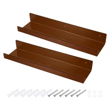 2 Pack Acrylic Shelves for Wall, 15 Inch Brown Floating Shelves Wall Mount