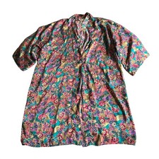 Vintage Victoria's Secret 100 Silk Robe Womens Size OS Floral Pajamas Kimono