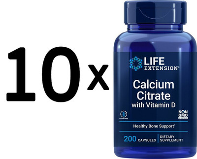 10 x Life Extension Calcium Citrate with Vitamin D - 200 vcaps (110,00 EUR/kg)