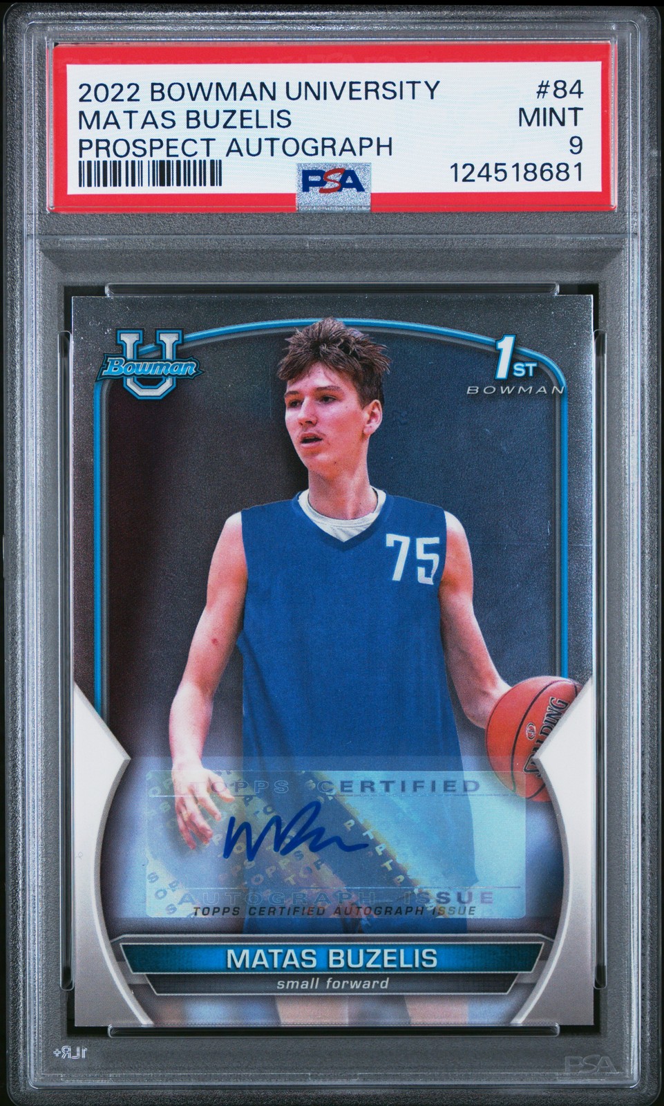 2022 Bowman Chrome University #84 Matas Buzelis 1st Rookie Card RC Auto PSA 9