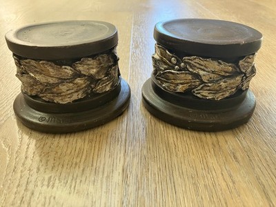 Gold Silver Brown Finish Sculpture Candle Holders Marco MAC Designs Leaves Fall