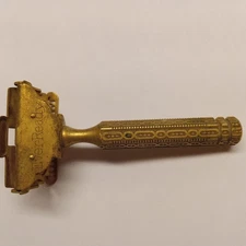 EVER READY SAFETY RAZOR - SINGLE BLADE - MADE IN USA - GOLDTONE