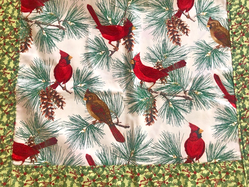 Christmas Table Runner Holly Ivy Red Cardinal Tapestry Cotton Handmade 71x21 NEW - Picture 5 of 5