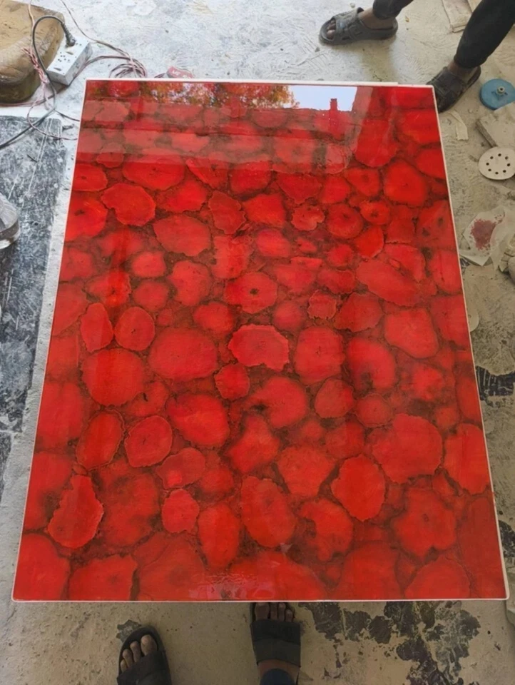 Red Agate Dining Table Top | Agate Geode Countertop | Agate Stone Center Top | - Image 2 of 4