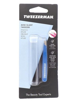 Tweezerman Mini Schrägpinzette Bahama Blue für Augenbrauenpflege und Zupfen