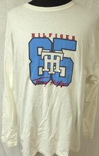 Vtg Tommy Hilfiger Mens XL White/Cream 85 Logo Spellout Long Sleeve T-Shirt
