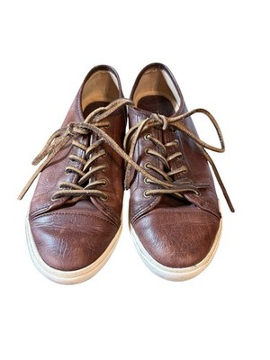 Women's Frye Brown Mindy Low Top Lace Up Sneakers Flat Leather Shoes Size 5.5 M