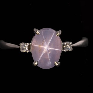 14k White Gold 2.09ct Purple Star Sapphire .10ctw Diamond Sz 7 Ring #JB667 3