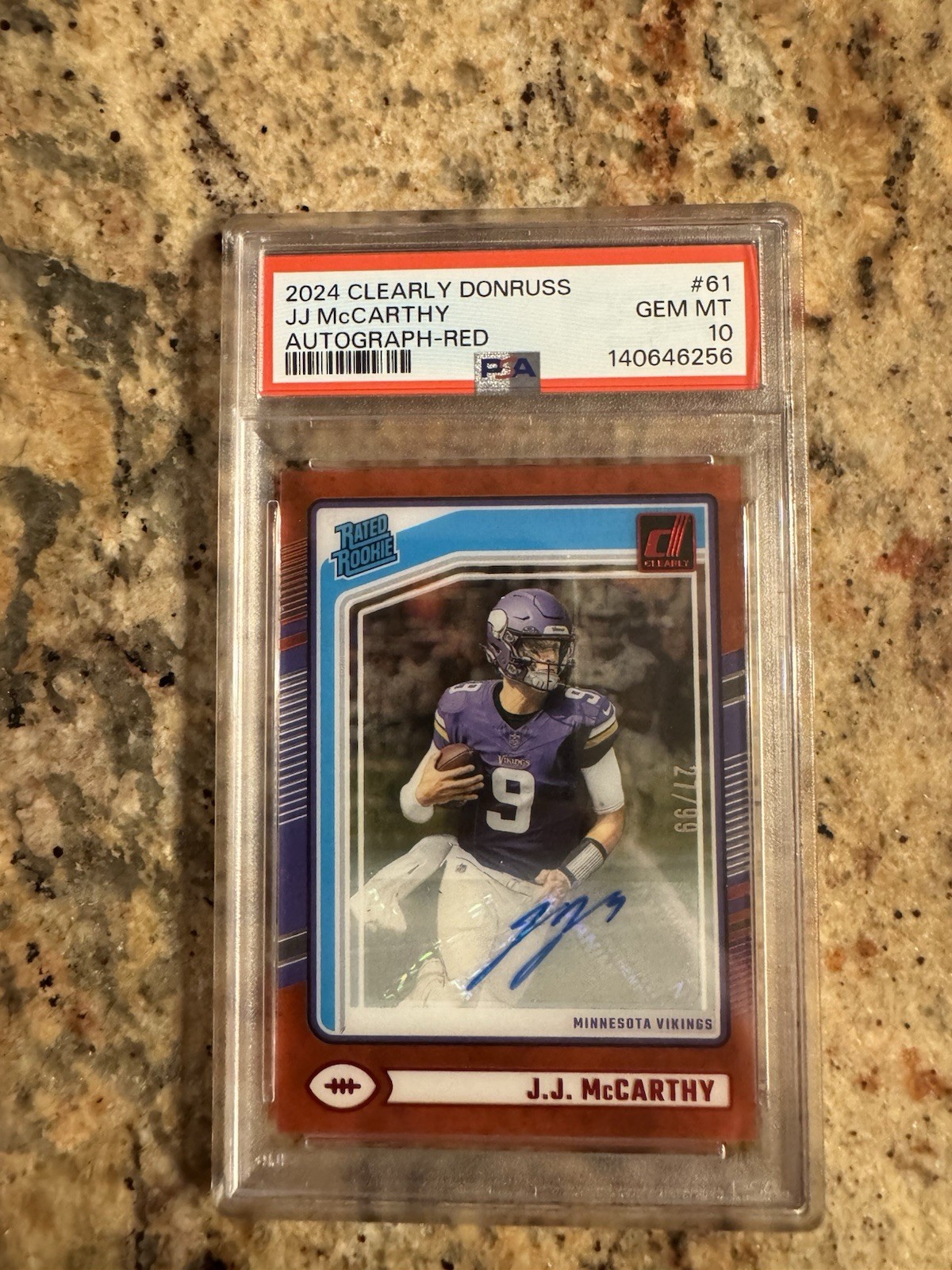 JJ McCarthy Panini Clearly Donruss #61 Autograph-Red