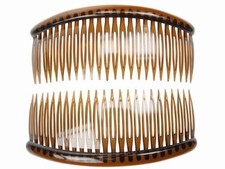 2 Pack of Large Tort Brown 12cm Plain French Side Hair Combs Slides Grips Clips