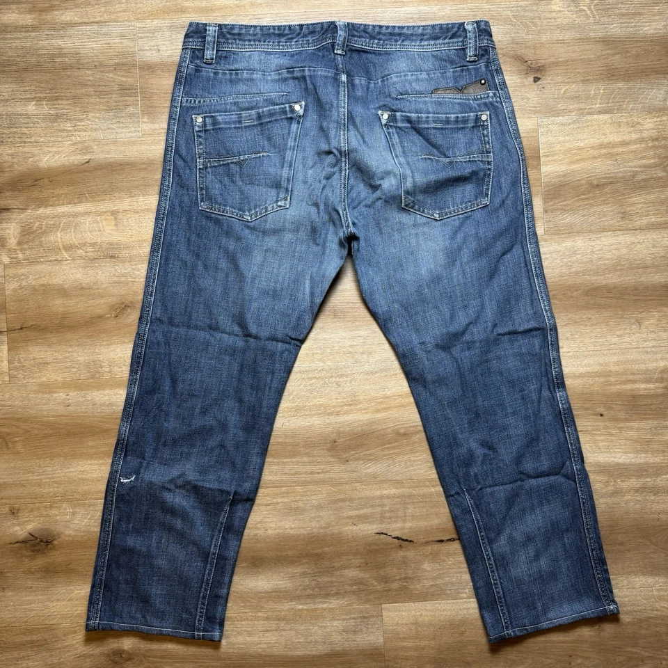 Jeans Diesel Hombre 36x32 Azul Darron Regular Ajustado Pierna Cónica Dobladillo 27" 0074W Foto 3 de 4