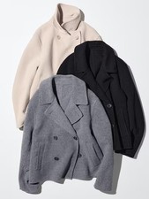 UNIQLO Double Face Short Coat S-3XL Gray Natural Navy Oversized Women 478581 NWT