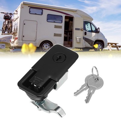 1 Set Paddle Latch Compression Lock and Keys Black for Tool Box Truck RV Trailer