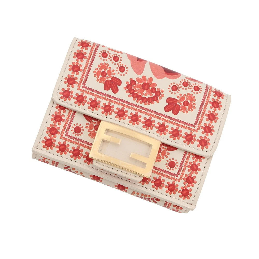 Fendi — FENDI Baguette Micro Compact Wallet Leather Ivory/Red 8M0395