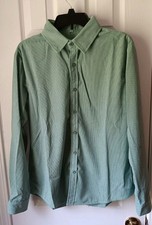 Mens Long Sleeve Button Up Corduroy Shirt Medium Mint Green