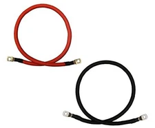 2 AWG Gauge Red + Black Pure Copper Battery 1 ft. 5/16 in. Lugs both ends