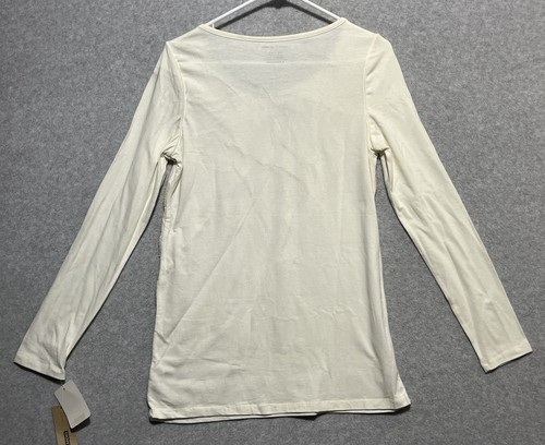 DKNY Shirt Top Womens Medium Striped Sequin Long Sleeve Cotton - Picture 2 of 10