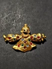 Vintage Gold tone costume jewelry Brooch of a Clown with Rhinestone accents