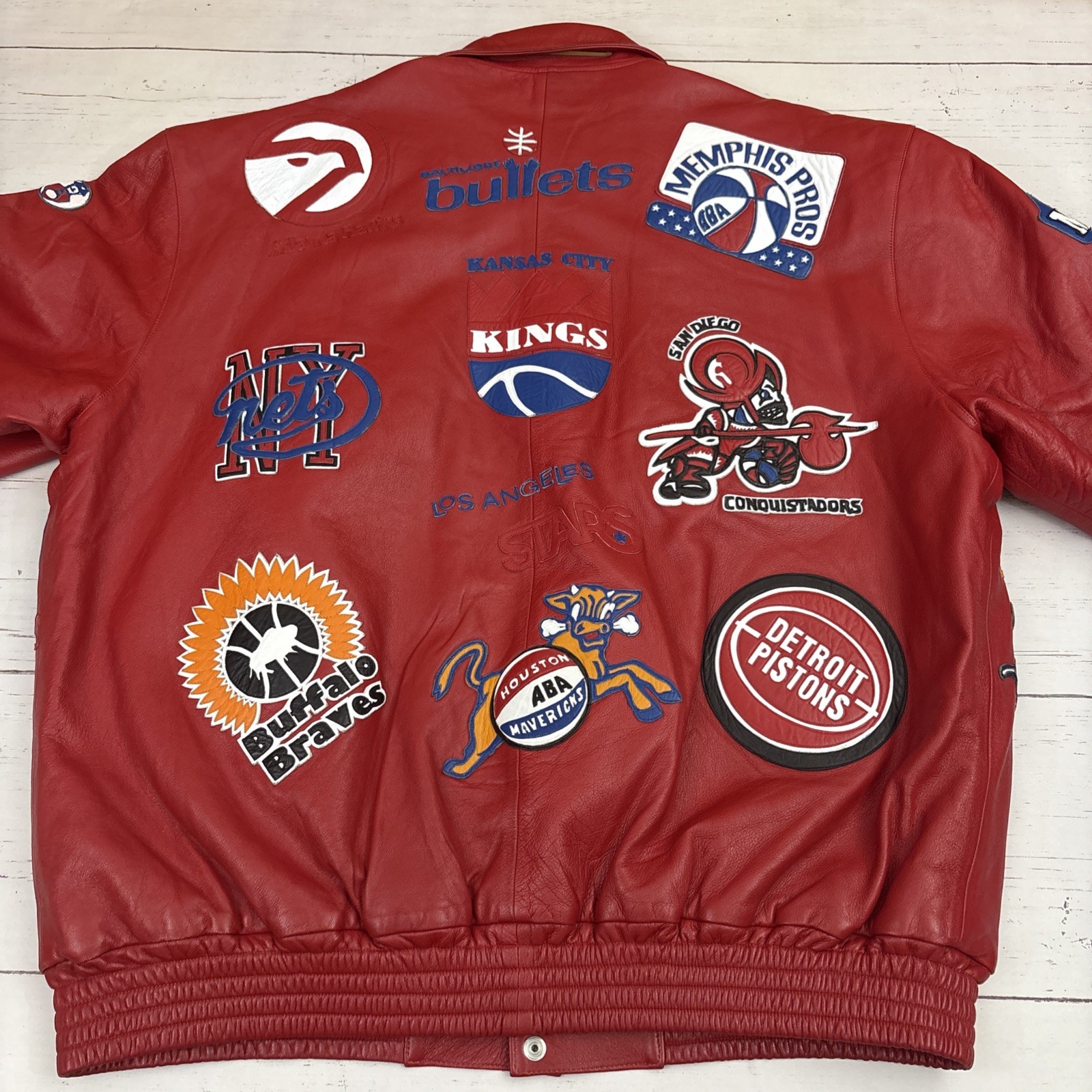 Jeff Hamilton Jacket NBA ABA Throwback Logos Red … - image 9