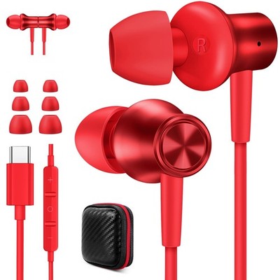USB C Wired Earbuds for iPhone 17 Pro Max 16e Headphone with USB C Plug in Ea...
