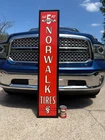 VINTAGE "NORWALK TIRES" LARGE EMBOSSED METAL DEALER SIGN (NOS) NICE