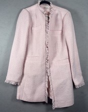 Women  s Venus Blazer Pink Tweed Fringe Blazer Size 8